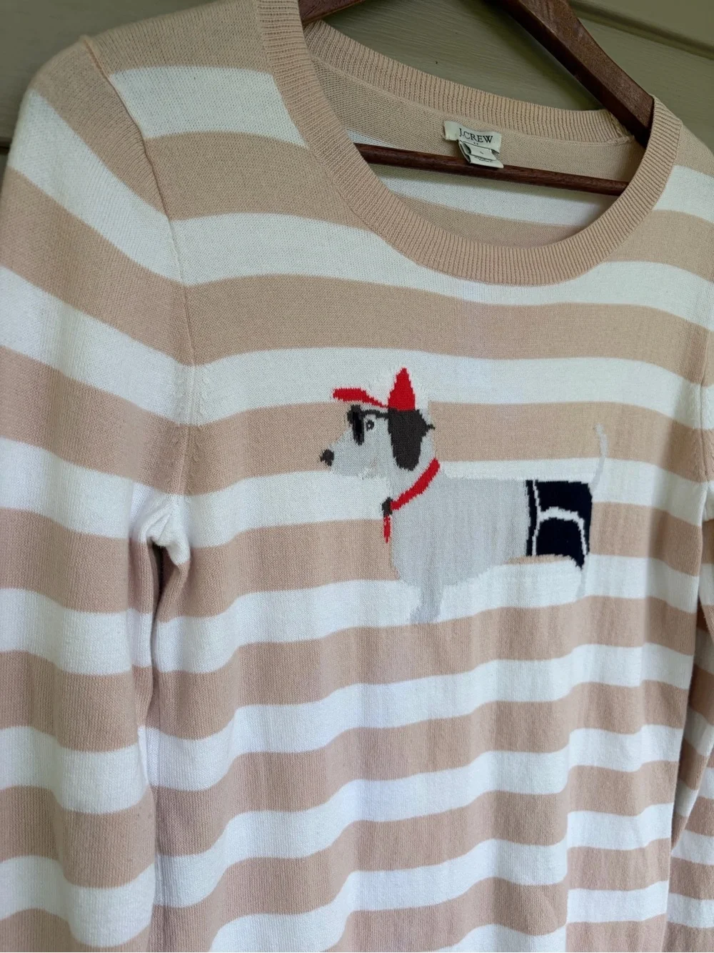 J. Crew Striped Dachshund Cotton Pullover Lightweight Sweater